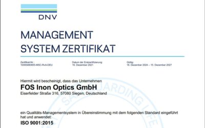 FOS Inon GmbH confirms QM-ISO 9001:2015 certification and focuses on future standards